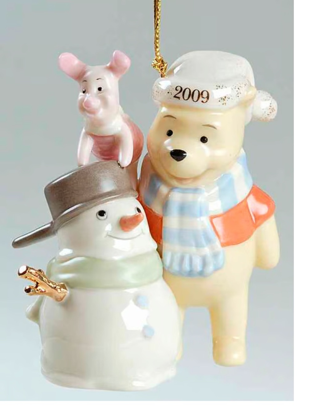 Lenox 2009 RARE Winnie the Pooh Piglet Snowman Christmas Ornament Frosty Friends